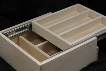 The product is a custom drawer within a drawer pullout. We will work with customers to plan them and build them to size. Please contact us for your customized specs on these drawer within a drawer products. We'll coordinate how you want them planned out and we can build them.